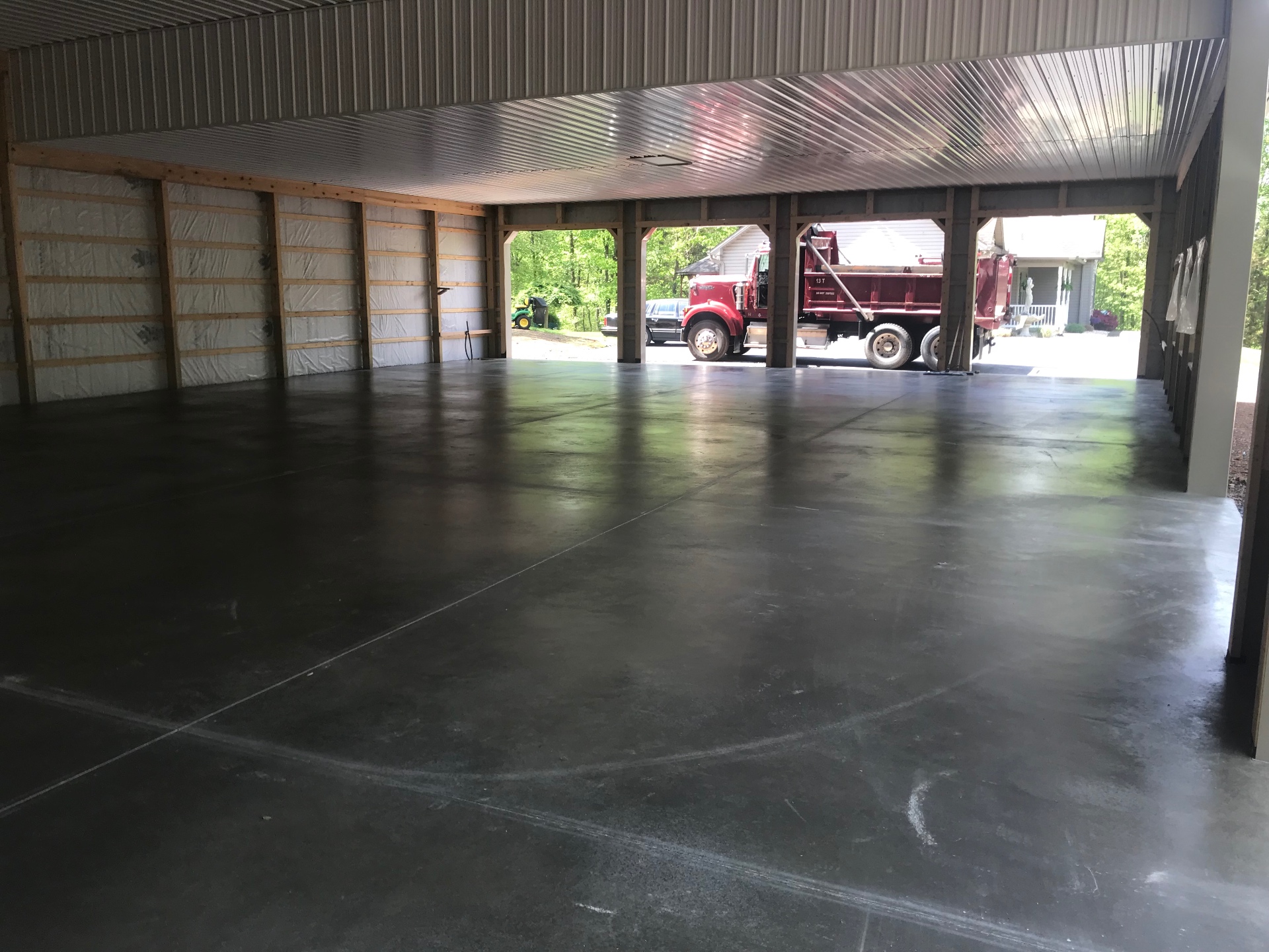 Finished commercial concrete slab with control joints