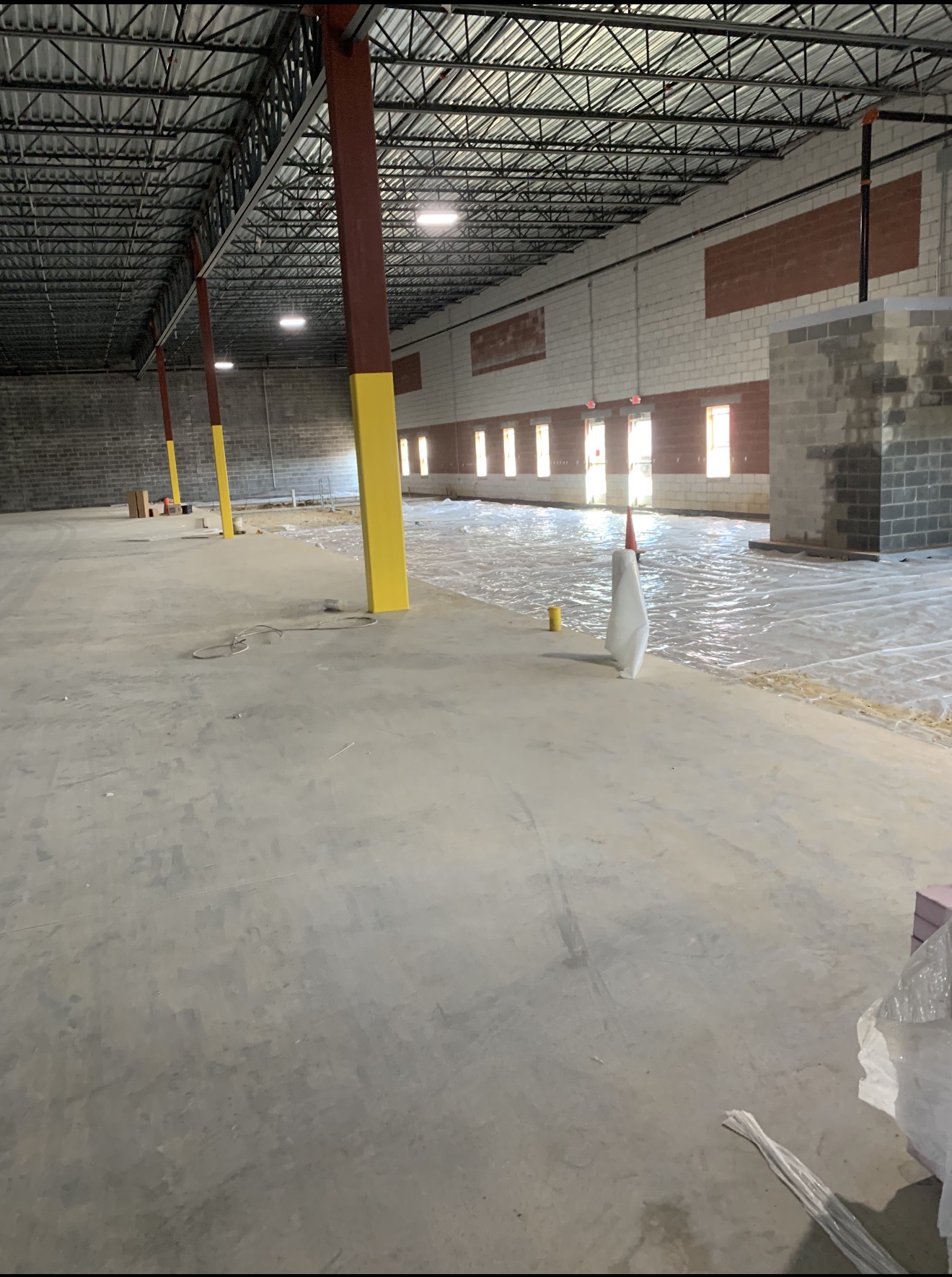 Polished commercial warehouse concrete floor