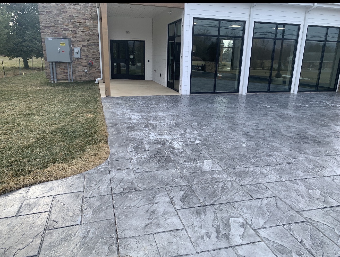 Finished stamped concrete residential patio