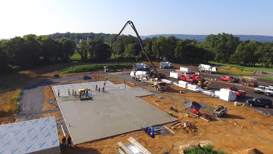 Aerial view of a large concrete placement