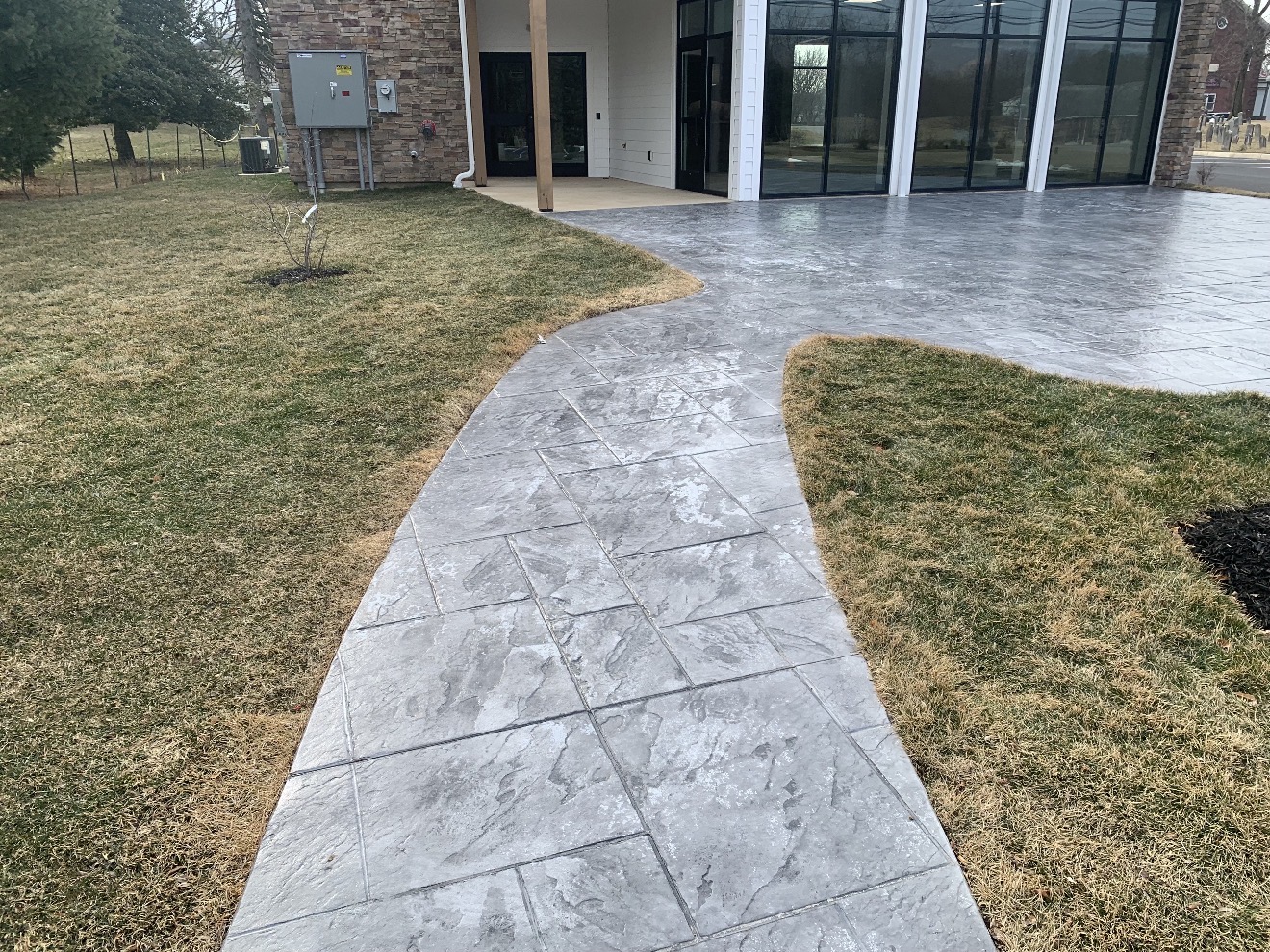 Stamped concrete walkway